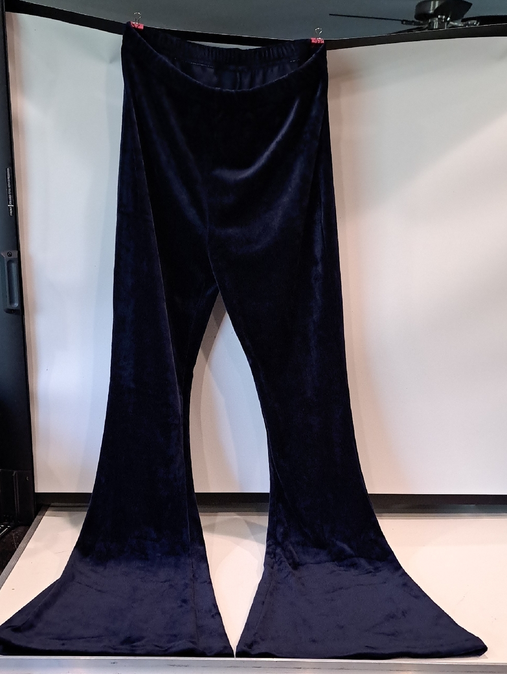 Navy Blue Velvet Flare Bell Bottom Boot Cut Ladies Pants. Very Good Condition